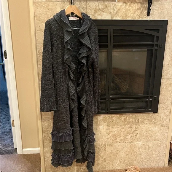 Pretty Angel Charcoal Ruffled Cardigan - Picture 1 of 4